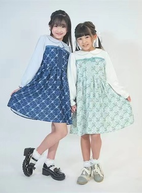 日单axes femme女童玫瑰花复古森系长袖春秋连衣裙儿童装日本原单