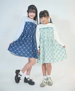 日单axes femme女童玫瑰花复古森系长袖春秋连衣裙儿童装日本原单