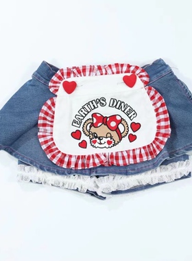 现货 EarthMagic EM 同款儿童装女童小熊女仆半裙短裙牛仔裙裤裙