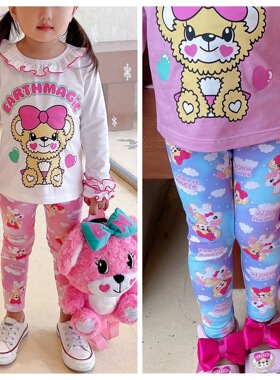 现货 earthmagic EM 春秋女童可爱小熊独角兽长裤弹力休闲打底裤