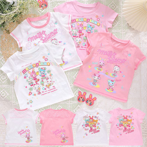 mezzopiano mp钢琴家女童公主小兔音乐会短袖T恤儿童装上衣女儿服