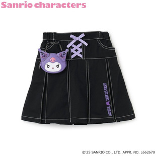 日系anna安娜S女童装卡通库洛米百褶半裙短裙子牛仔裙绑带包儿童