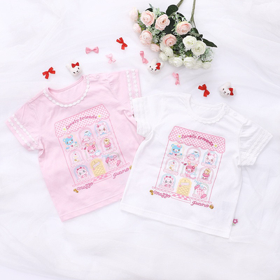 纯棉短袖女童装甜美可爱卡通圆领