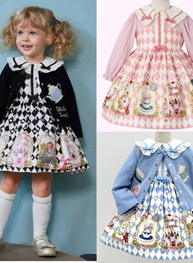 现货 Shirley temple 春秋st女童装爱丽丝长袖连衣裙茶壶外套开衫