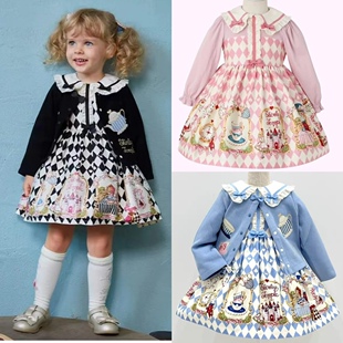 现货 Shirley temple 春秋st女童装爱丽丝长袖连衣裙茶壶外套开衫