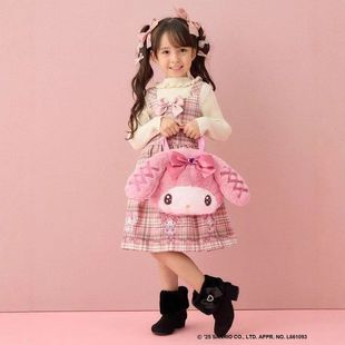 日系any sanrio联名美乐蒂库洛米女童装可爱洋气背心裙格子裙洋装