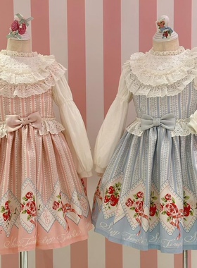 现货 2024年春ST日系玫瑰花草莓限定背心裙连衣裙女童打底衫