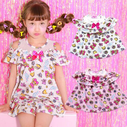 日本earthmagic女童满印小熊短袖