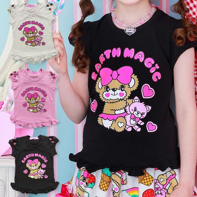 日系潮牌卡通短袖蝴蝶结刺绣花边