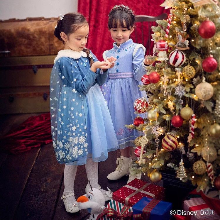 预12月中旬女童装冰雪奇缘公主裙秋冬款生日服冒领披肩圣诞款新品