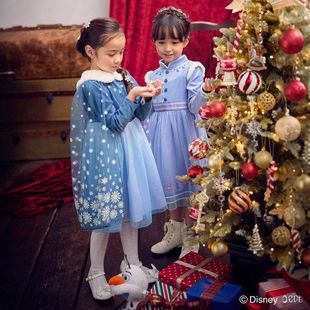 预12月中旬女童装冰雪奇缘公主裙秋冬款生日服冒领披肩圣诞款新品