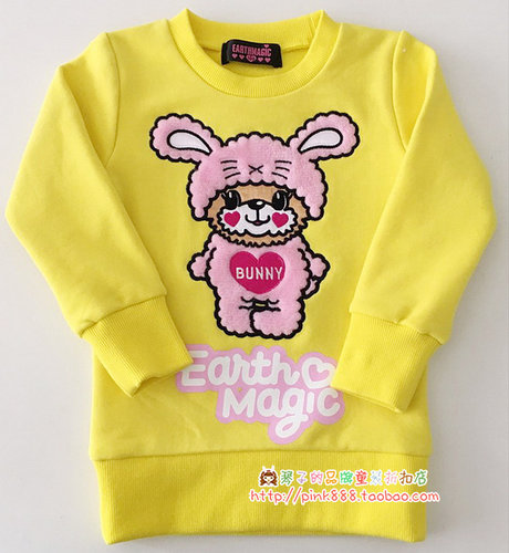 earthmagic熊头卡通风兔子卫衣