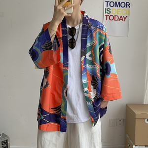 仙鹤龙港风日系潮外套防晒服和服开衫薄款半袖道袍防晒衣 F12/P40图片