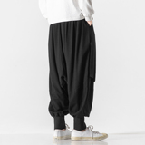 20秋冬大码风亚麻棉麻休闲宽松哈伦仙鹤裙裤汉服K113/P80，男装休闲裤，钱塘713