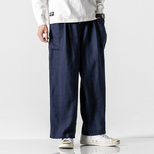 20春夏大码风宽松直筒休闲阔腿裤汉服古风亚麻棉麻裤 K79/P75图片