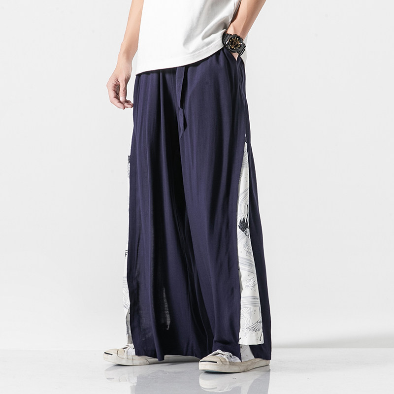 新品 风男裤大码宽松直筒中式阔腿裤汉服唐装 K72/P85 控108图片