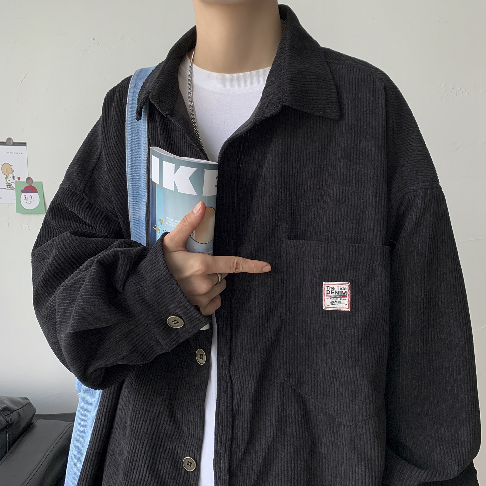 20秋冬灯芯绒外套长袖韩版衬衫宽松衬衣情侣男女ins潮H202/,男装衬衫,钱塘713
