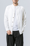 秋冬新款大码日系原宿风盘扣纯色衬衫全棉男士外套C33/P65，男装衬衫，钱塘713