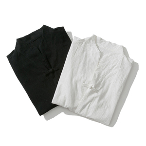 20秋冬大码日系风盘扣棉麻汉服衬衫立领亚麻外套男 C33/P65图片