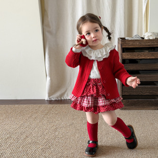 蔗梨童装女童套装春装2026新款儿童衣服婴儿女宝打底衫包屁裙外套