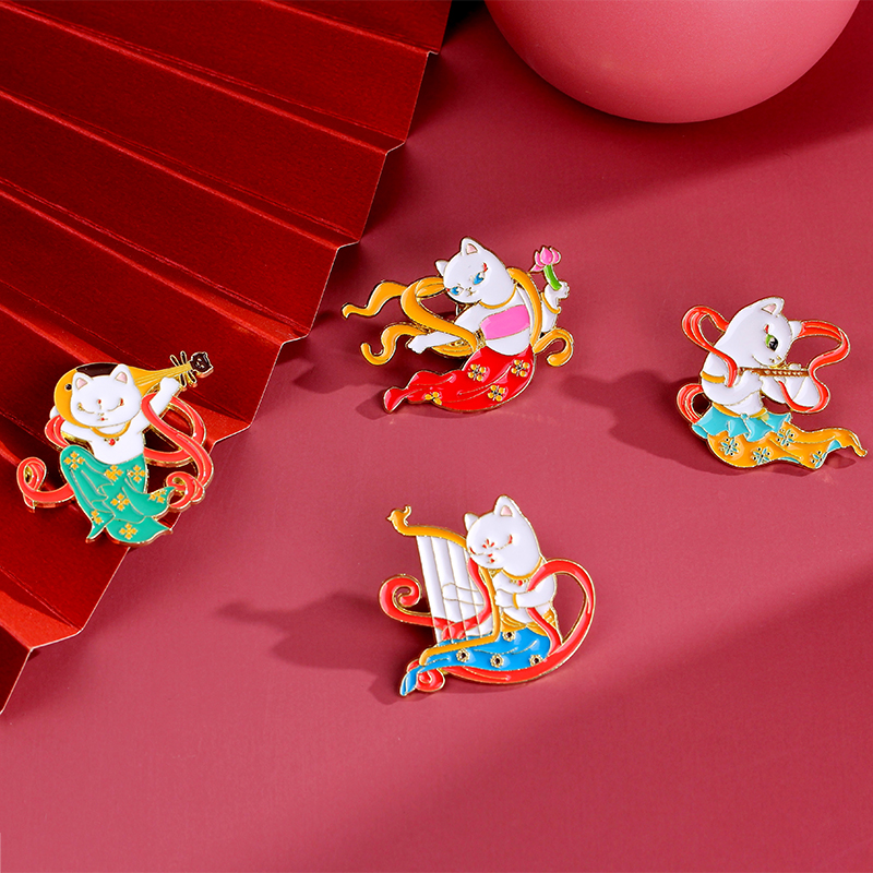 敦煌壁画飞天徽章原创卡通文创胸针敦煌旅游纪念品胸章背包装饰品