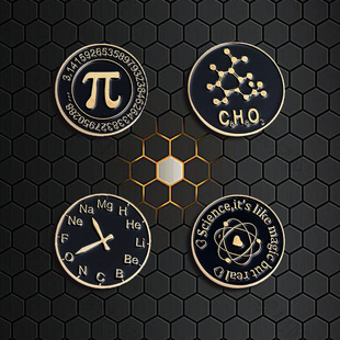化学元素数学圆周率科学分子徽章个性创意金属胸针书包装饰品配饰