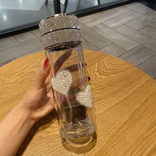 双层玻璃杯女便携高颜值清新可爱茶水泡茶杯网红水杯茶水分离杯子