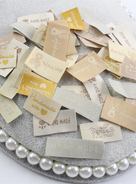 织唛织标刺绣手工发夹发饰标签爱心handmade布贴DIY饰品配件材料