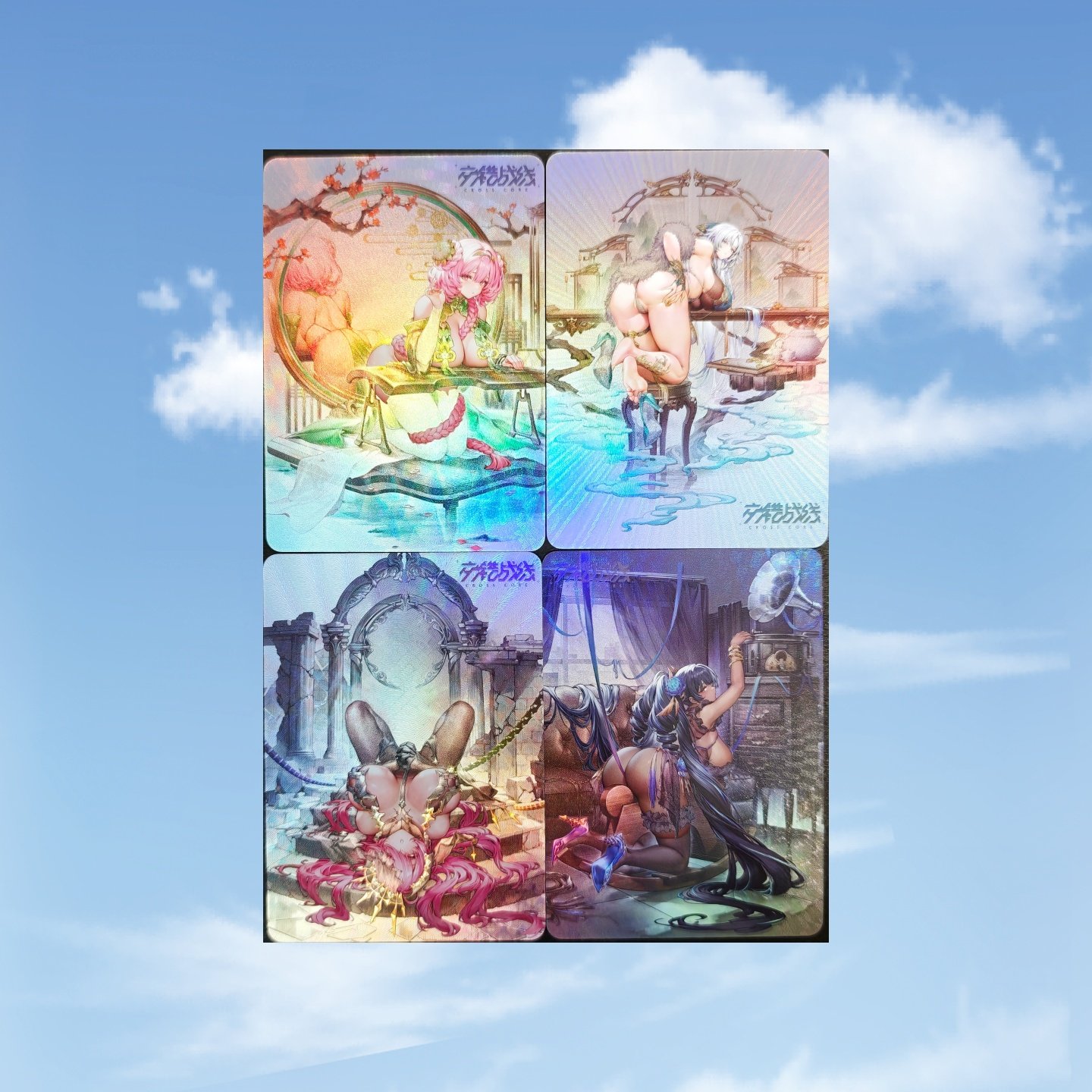 动漫美女ACG自制 交错战线 加攻速皮肤 4张 折光彩闪63*88mm