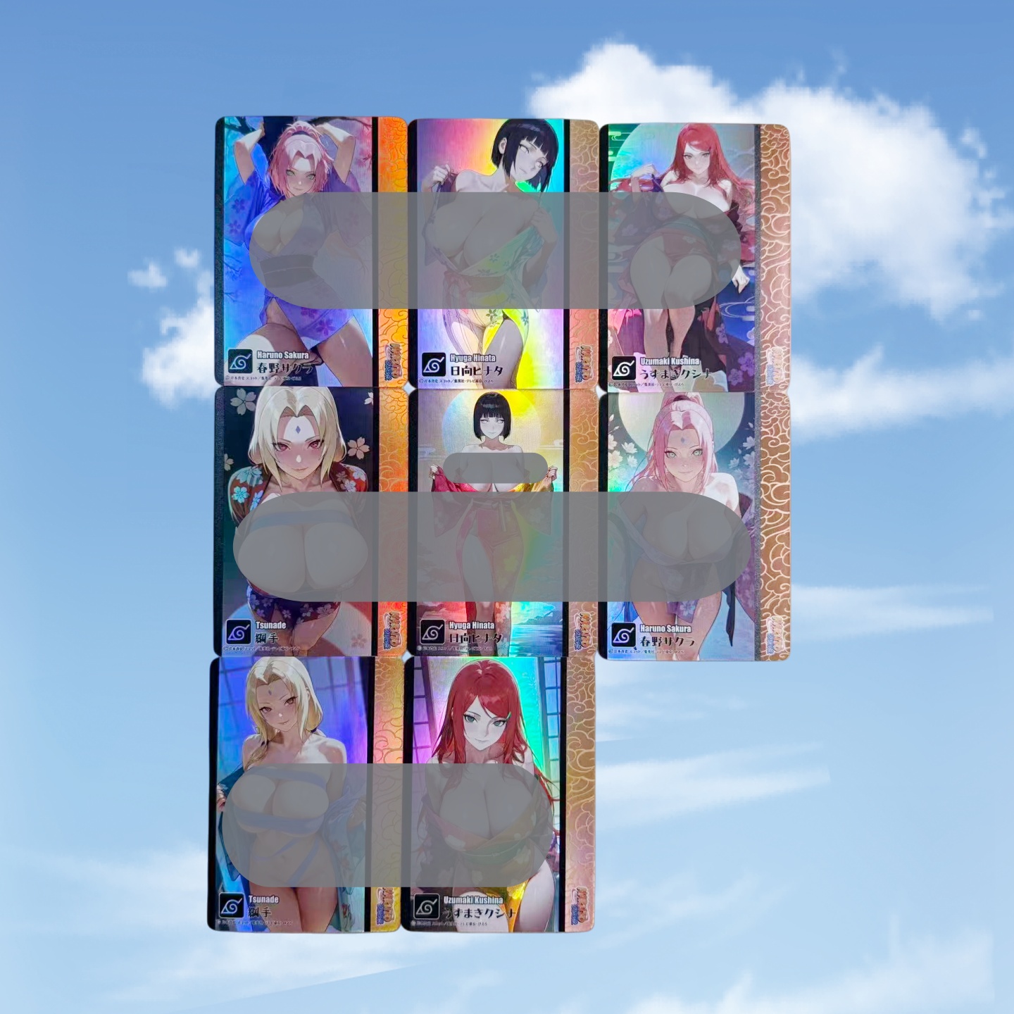 火影性感和服秀 日向雏田春野樱小樱纲手 一组8张 彩闪63*88mm