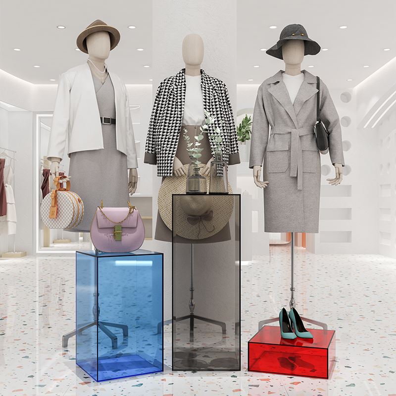 亚克力透明展示台服装店中岛陈列道具地台女装鞋帽橱窗展示架柜子