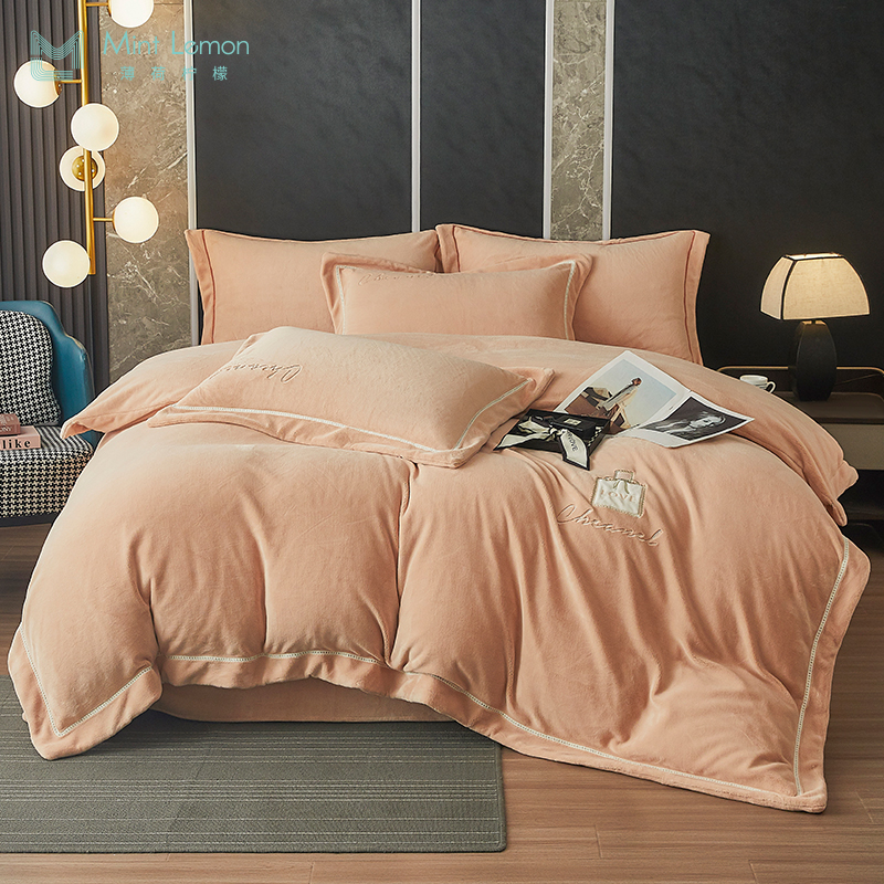 高端刺绣加厚牛奶绒四件套(200*230)