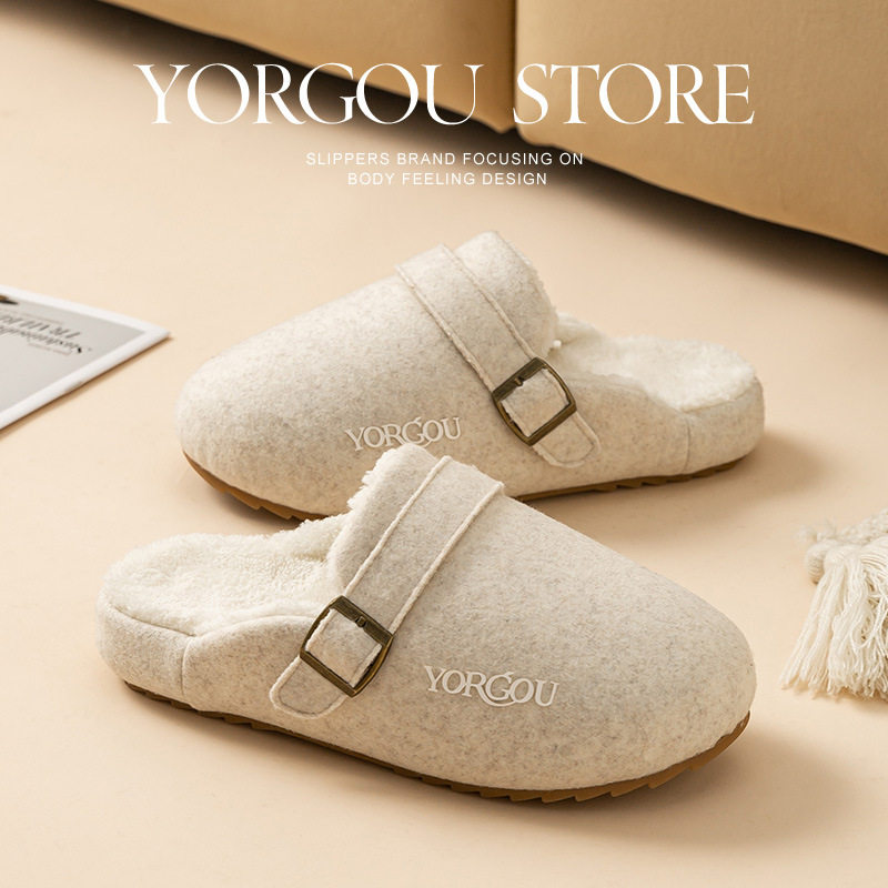 远港勃肯棉拖鞋女冬季2024新款保暖室内家居牛筋底防滑厚底男秋天