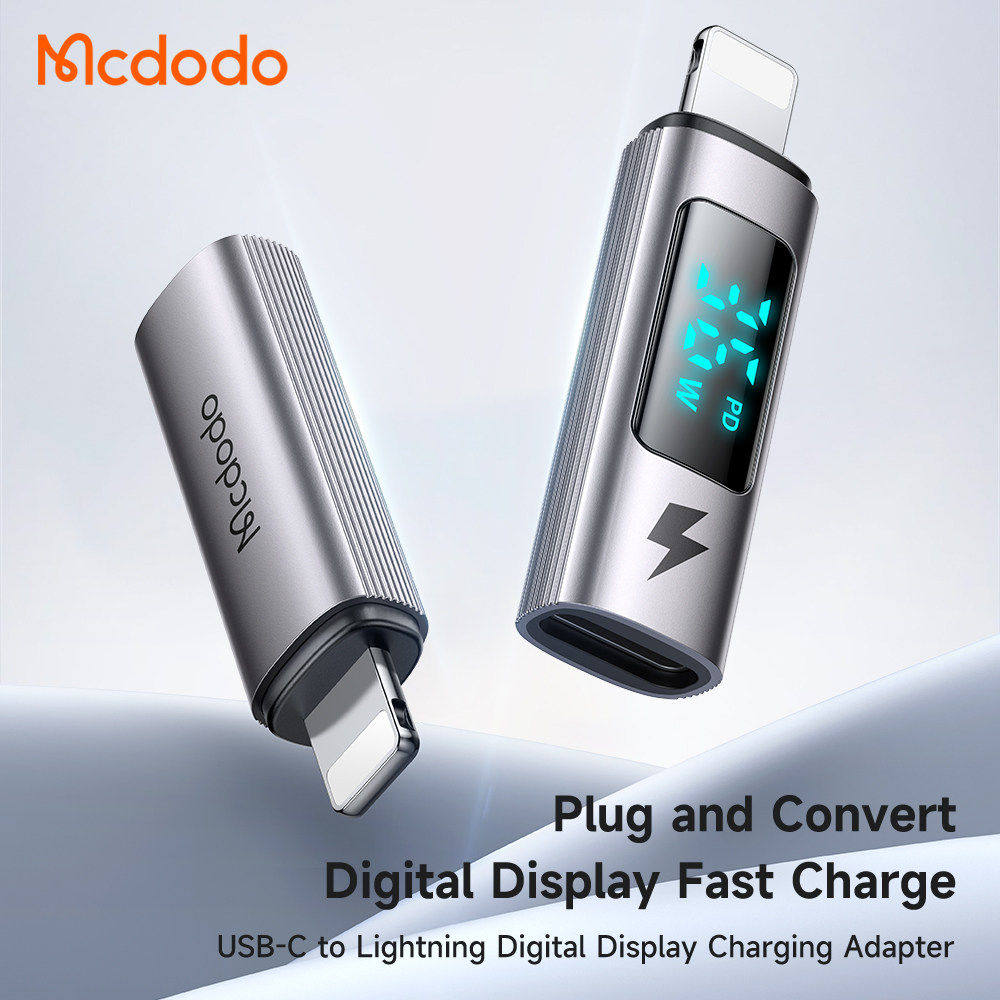 麦多多PD快充迷你typeC线转Lightning口转换头适用苹果iphone8-15手机闪充ipad功率显示测试仪数显充电转接头