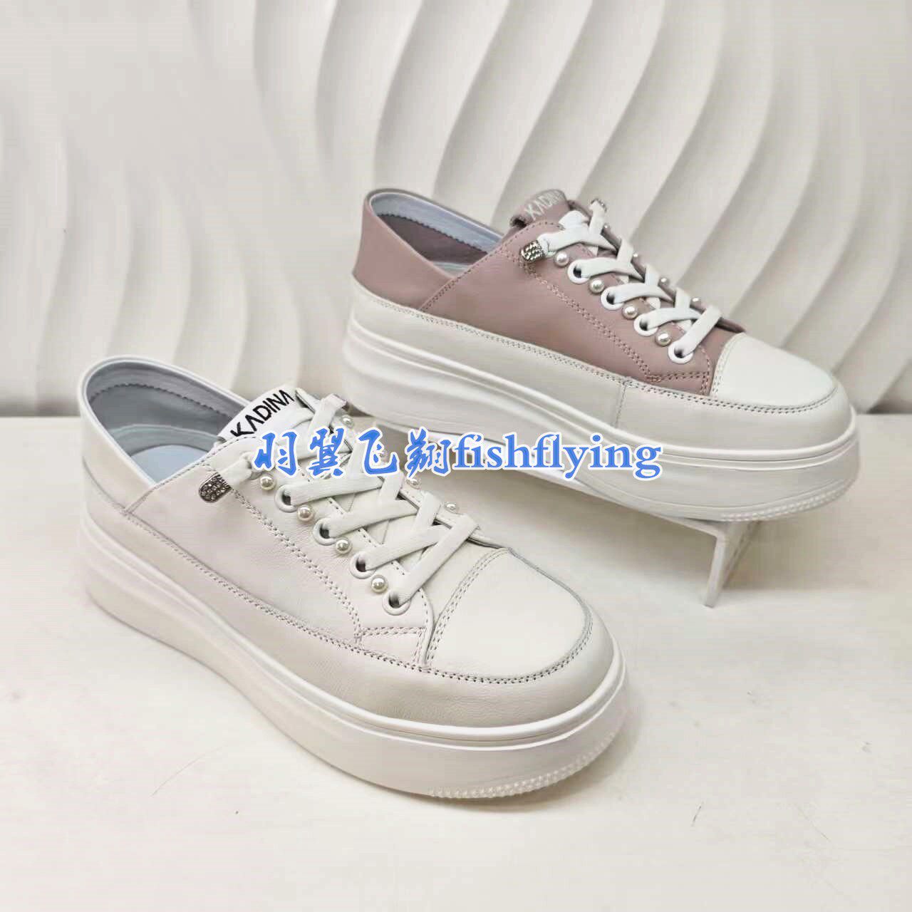 KCL263302卡迪娜专柜正品26春秋季时尚厚底休闲鞋牛皮小白女单鞋