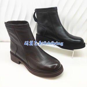 HA259923正品Harson/哈森2025冬新百搭简约羊皮超软面低跟女短靴