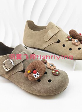 KL254101卡迪娜专柜正品女鞋2025夏新款圆头洞洞鞋平底舒适勃肯鞋