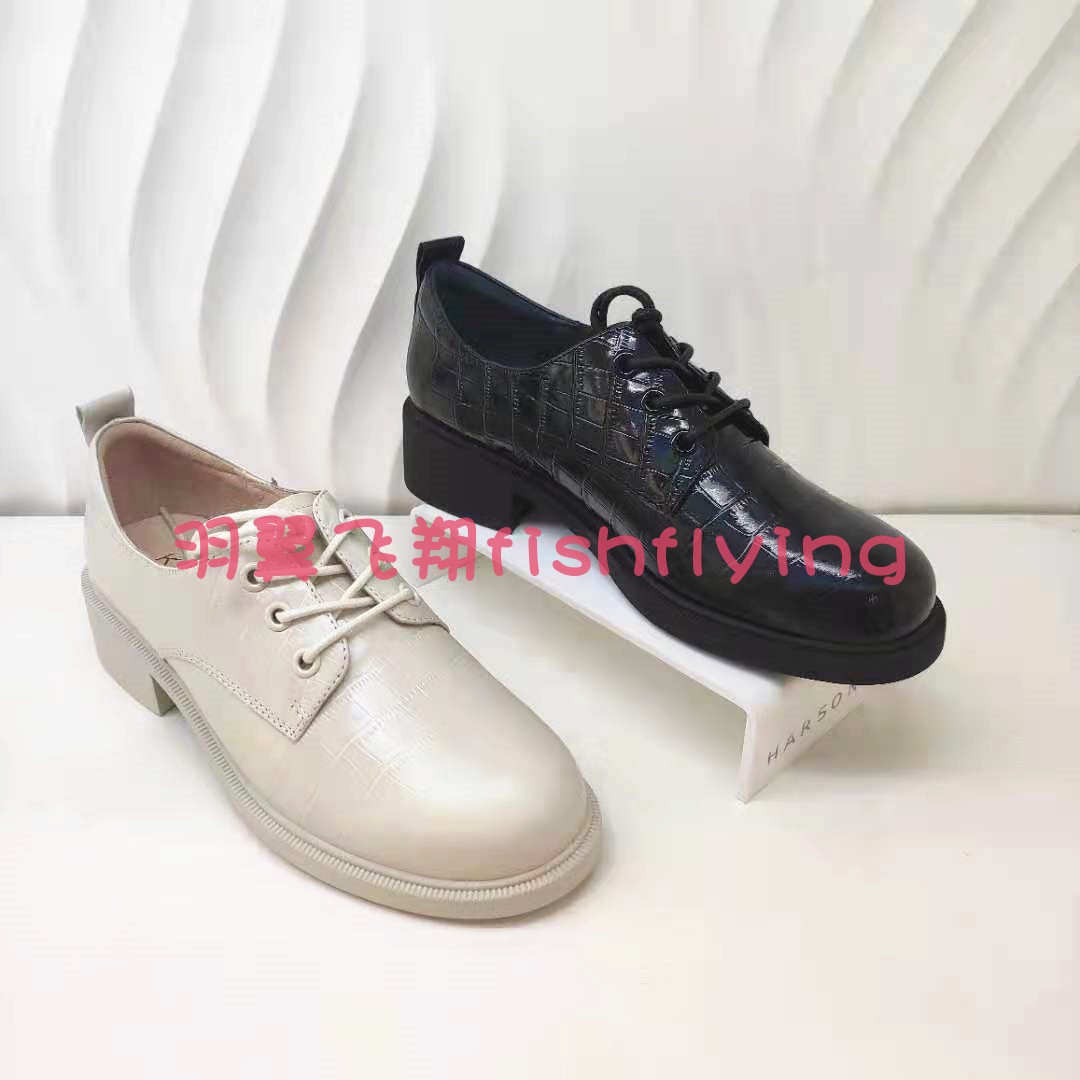 卡迪娜女单鞋白色厚底系带