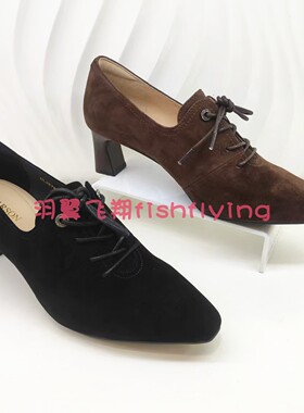 HL257906哈森柜正品2025春秋季新款粗高跟简约系带深口尖头女单鞋