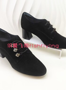 HL257140harson/哈森柜正品2025秋季新粗高跟排扣套脚深口女单鞋