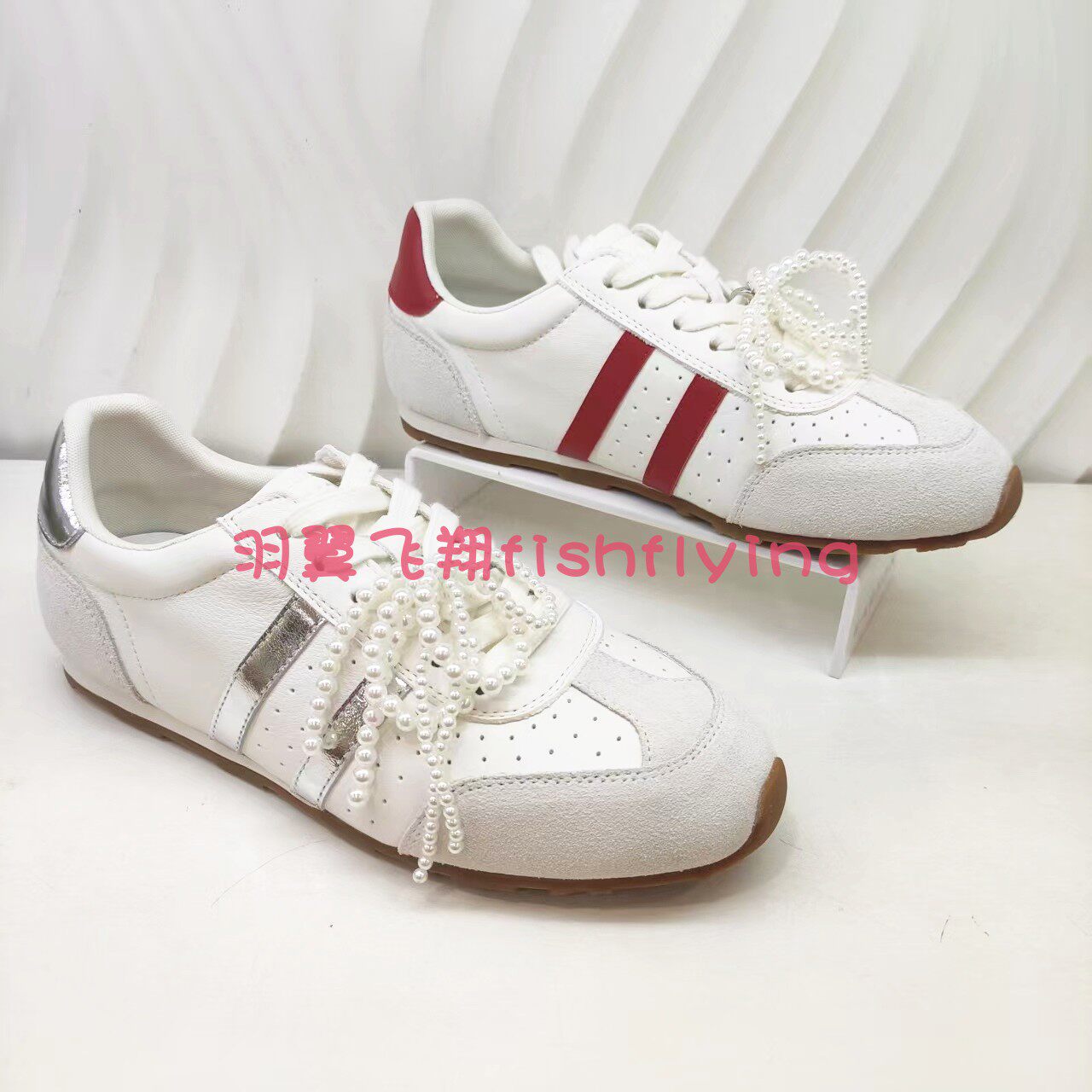 HCL250602harson/哈森专柜正品2025春秋新平底珍珠丝带红德训女鞋