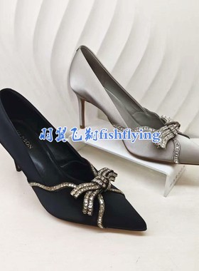 HS269602正品Harson/哈森26春秋款细高跟水钻蝴蝶结宴会女单鞋