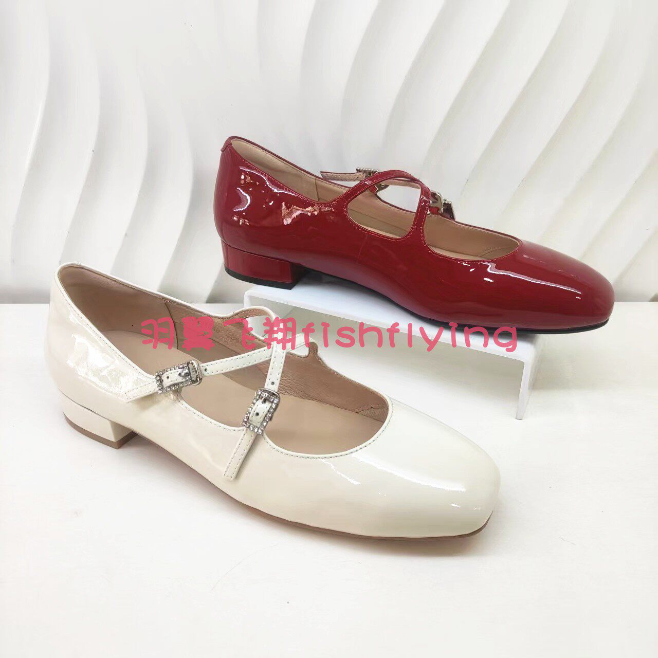 KS251540卡迪娜专柜正品25春银色红色方头低方跟玛丽珍挂带女单鞋