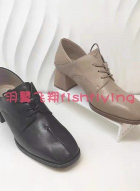 哈森专柜正品2021秋新款深口系带中跟舒适 时尚女单鞋hl18803