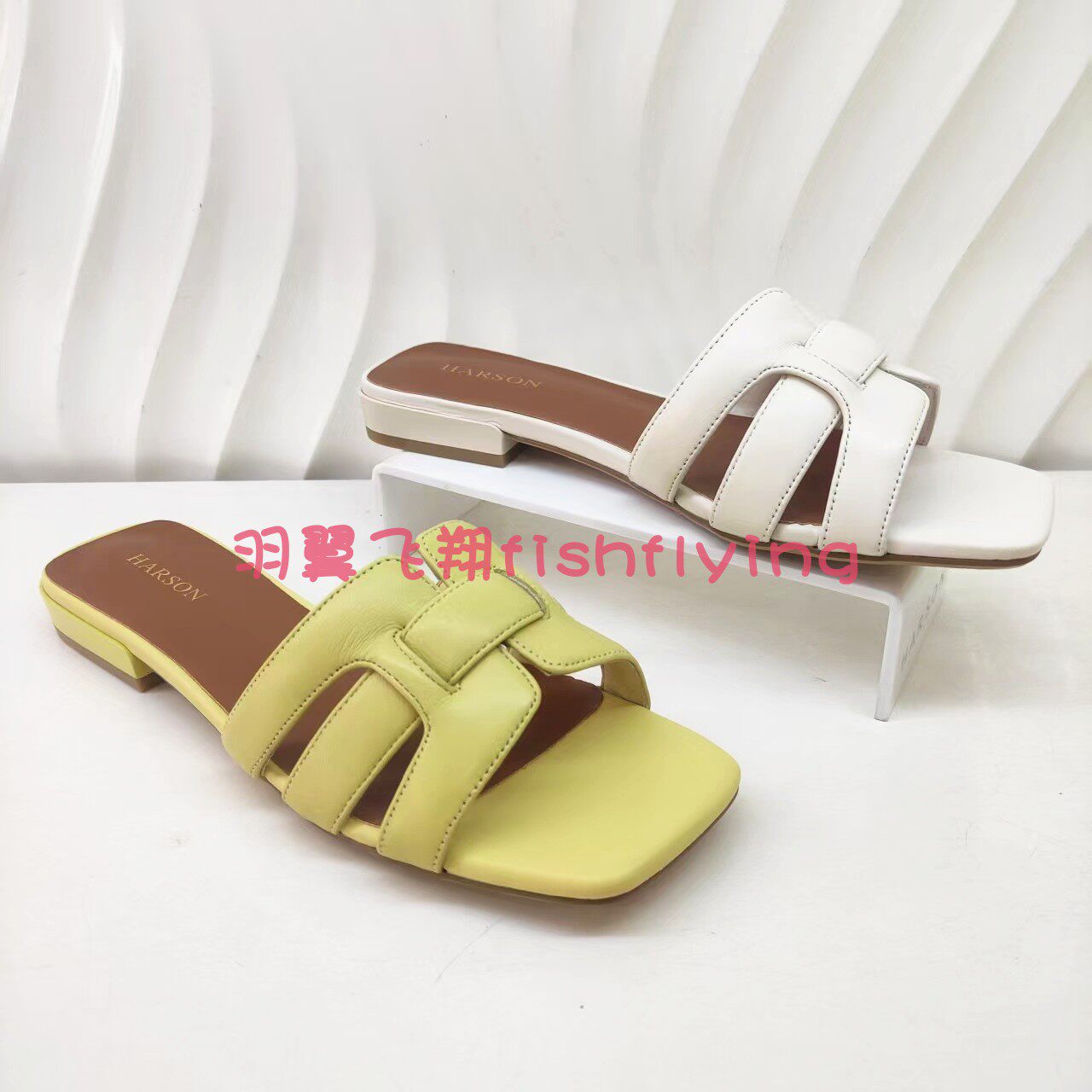 HM256016正品Harson/哈森25年夏季新一字拖羊皮革低跟休闲女凉拖