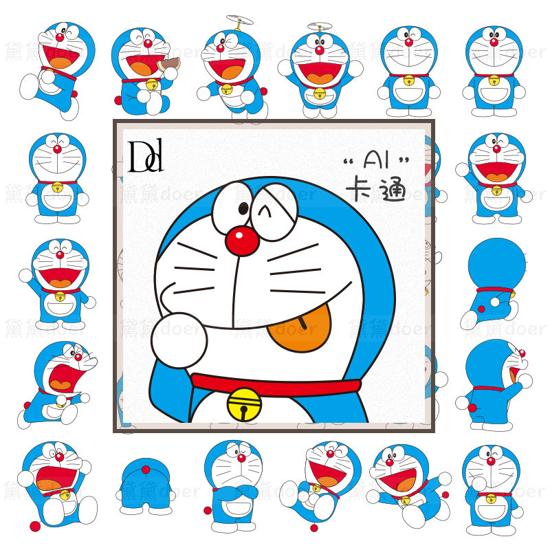 ai矢量卡通形象哆啦a梦机器叮当猫插图动画人物表情头像图片素材