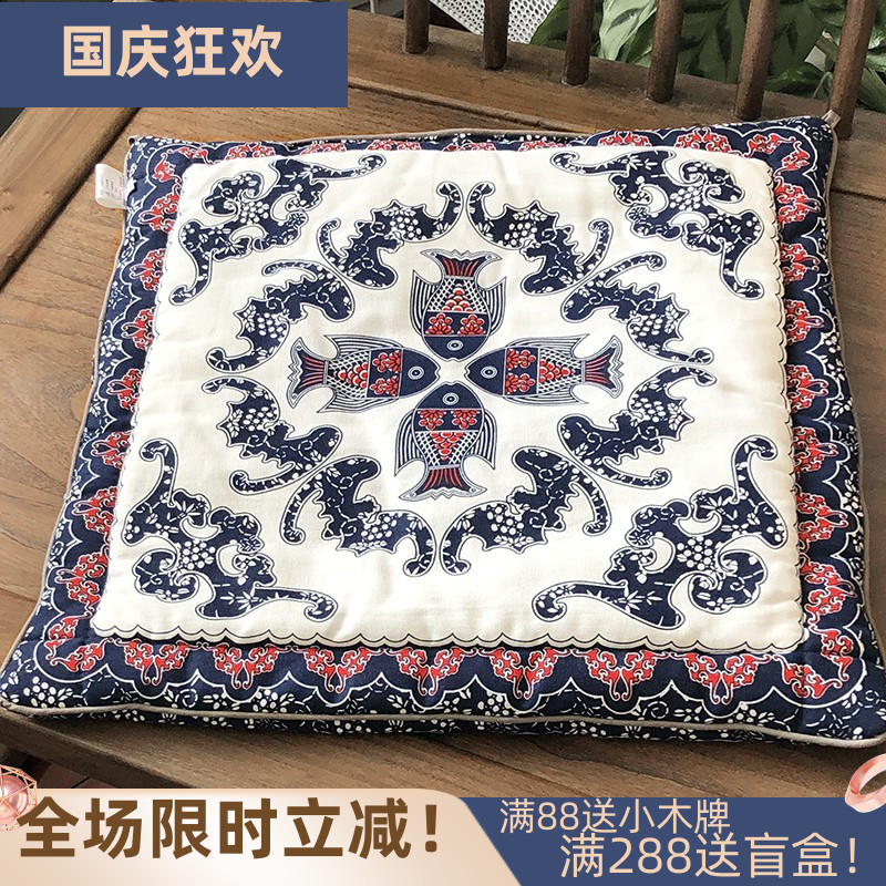 坐垫椅垫布络纯棉餐椅垫手工中式