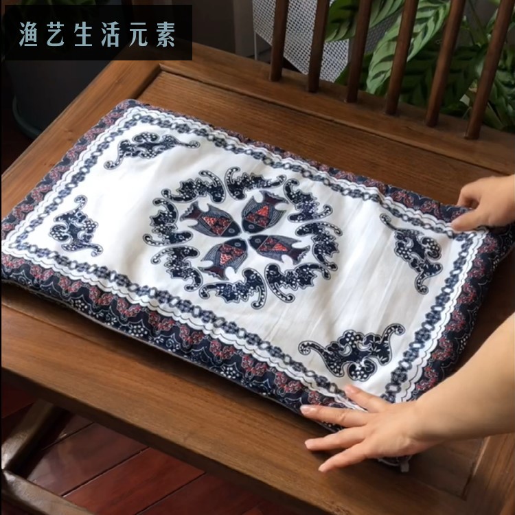 长方形坐垫椅子垫全棉双面 板凳垫榻榻米 中国风纯棉传统特色手工