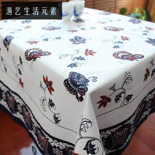 茶几布餐桌布纯棉桌布新中式手工