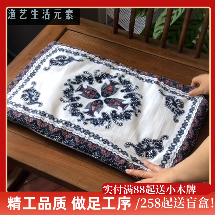 长方形坐垫椅子垫全棉双面 板凳垫榻榻米 中国风纯棉传统特色手工